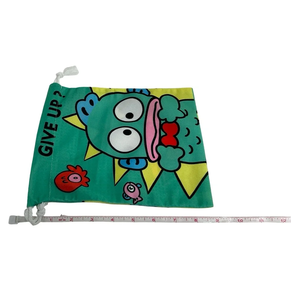 Sanrio Hangyodon Give Up? Drawstring Pouch Set Green 3 Pieces Anime Kawaii Bag